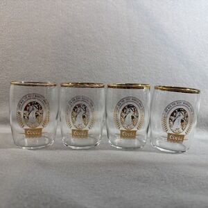 4 vintage gold rim Coors beer libbey glasses Chaser/tumbler/tasting